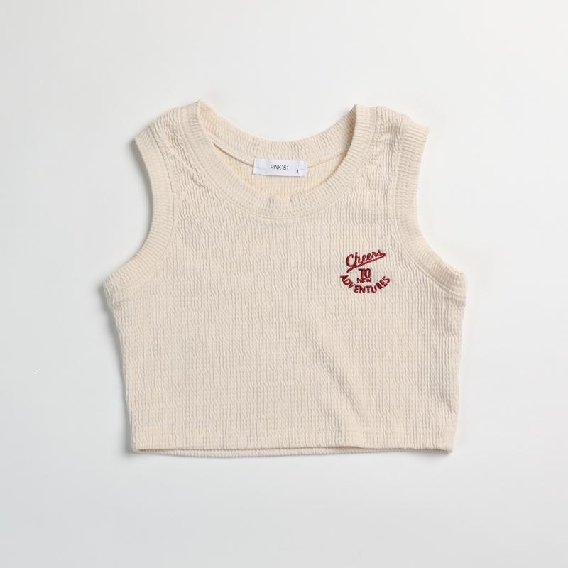 即日発送 クロップド ワッフル pink151 タンクトップ shop clothes kids – トップス