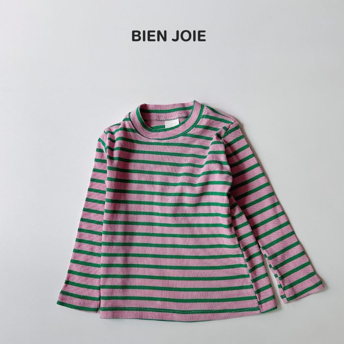 bien joie ボーダー リブ カットソー