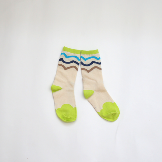 横向きウェーブ ソックス グリーン / side wave socks green (こども服) - kids clothes shop GUZUGUZU