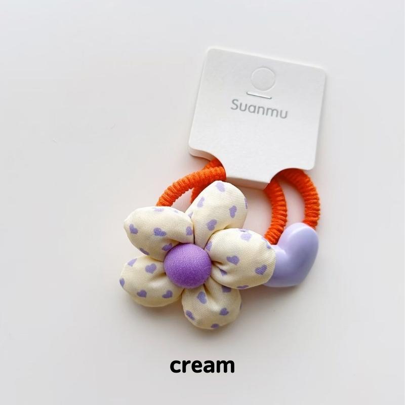 ファブリック フラワー&ハート ヘアゴム 2本セット – kids