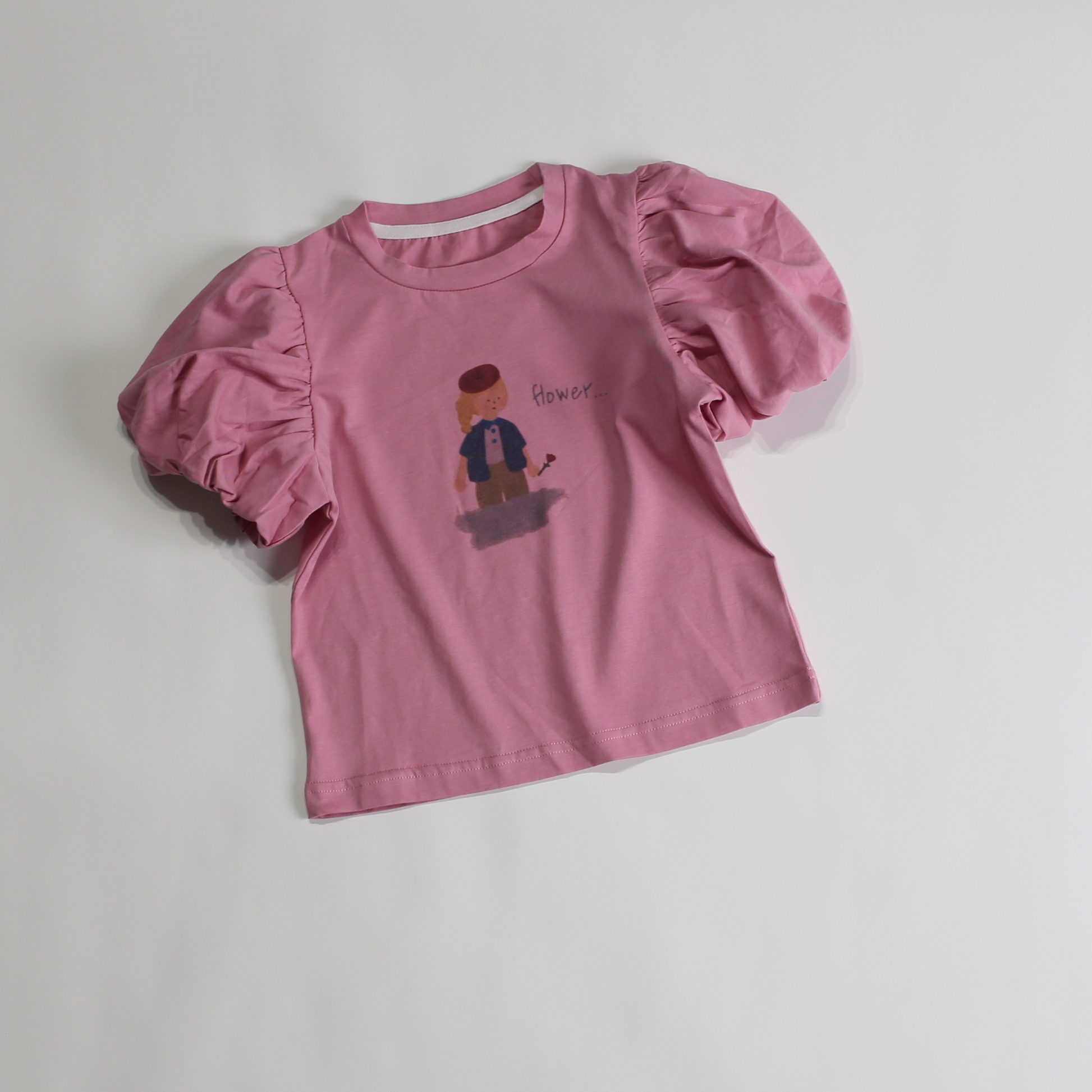 パフスリーブ 女の子プリント Tシャツ / puff sleeve wasing Tee (こども服) - kids clothes shop GUZUGUZU
