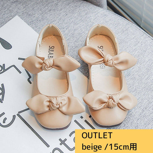 ［ OUTLET］ダブルリボン バレエシューズ beige(15cm用)